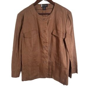 FOCUS 2000 100% Linen Blazer Jacket Sz 12